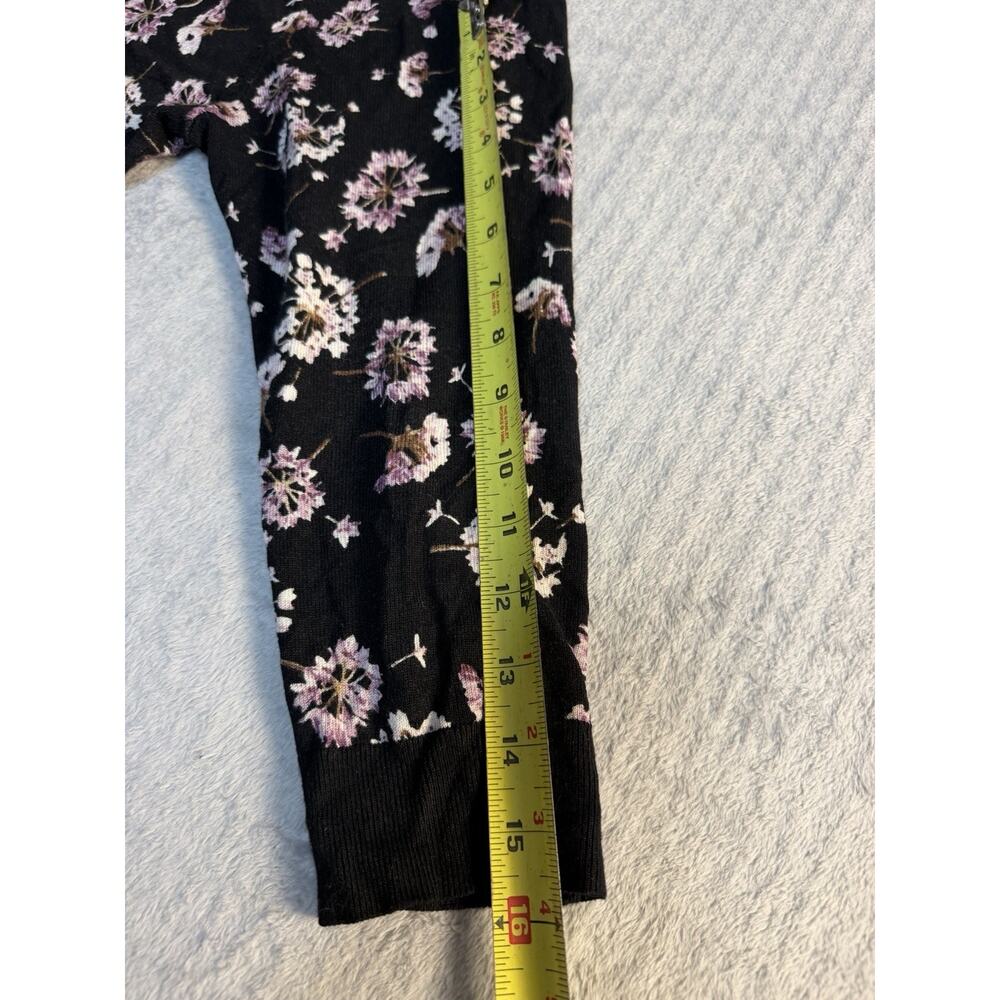 White House Black Market Cardigan XL Black Floral Button Front Rayon Blend - Picture 7 of 13